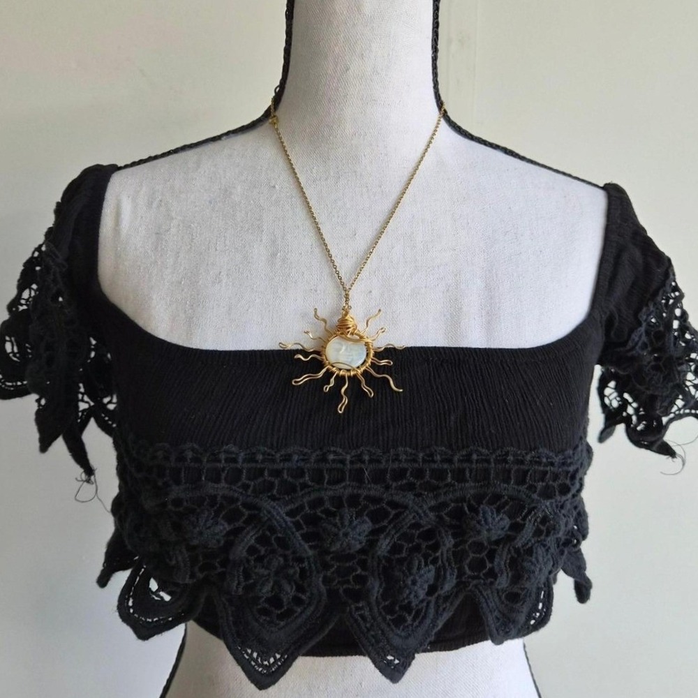 Cotton Candy Crochet Lace Crop Top Women Small Dark Coquette Whimsigoth Festival